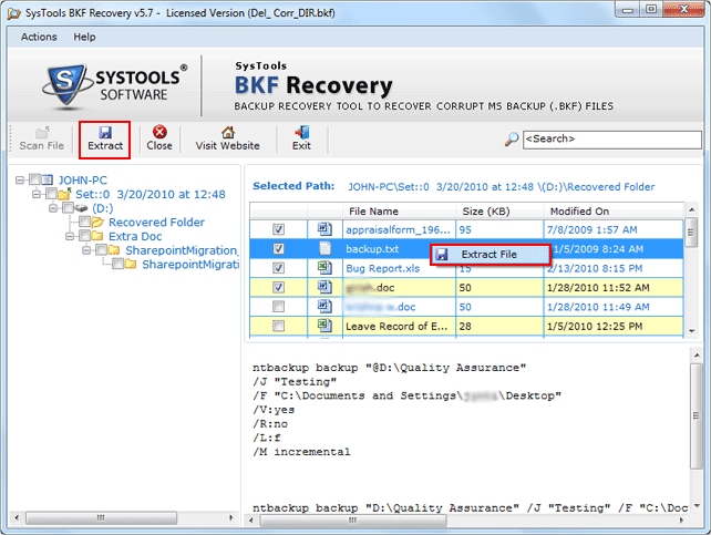 Screenshot for Repair Windows BKF File 5.8